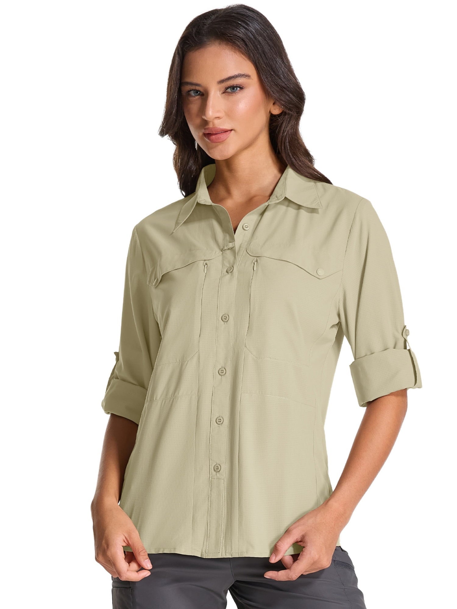 liyiyiyia Long Sleeve Fishing Shirts Women UPF Uv Sun Protection Shirts for Casual Work Safari Travel Cool Quick Dry Blouse