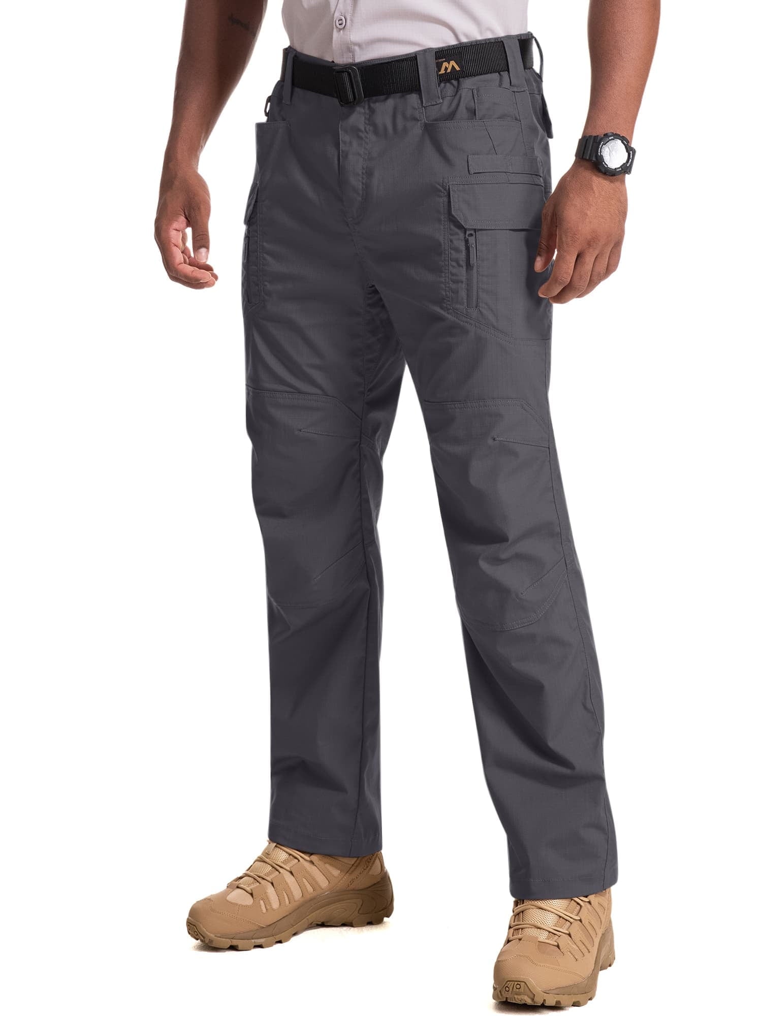 liyiyiyia Men's Ripstop Work Cargo Pants Water Resistant Hiking Pants Outdoor Trousers Multi Pockets (Not Belt)