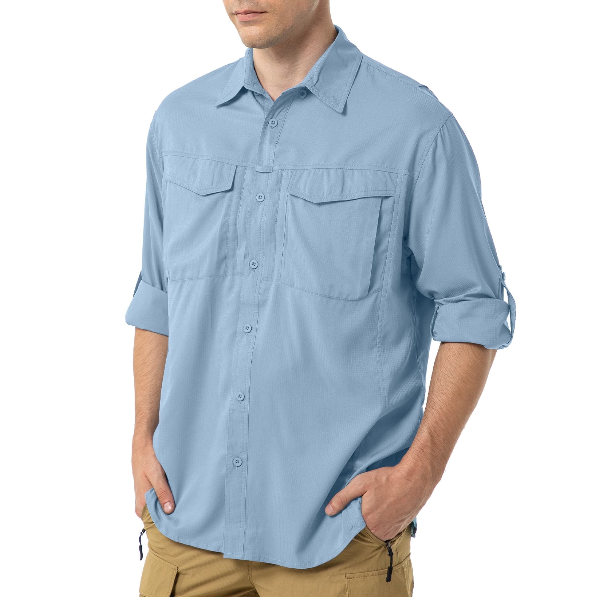 liyiyiyia Work Shirts Mens Quick-Dry Button up Shirt for Casual Fishing Safari Convertible Long Sleeve Shirts