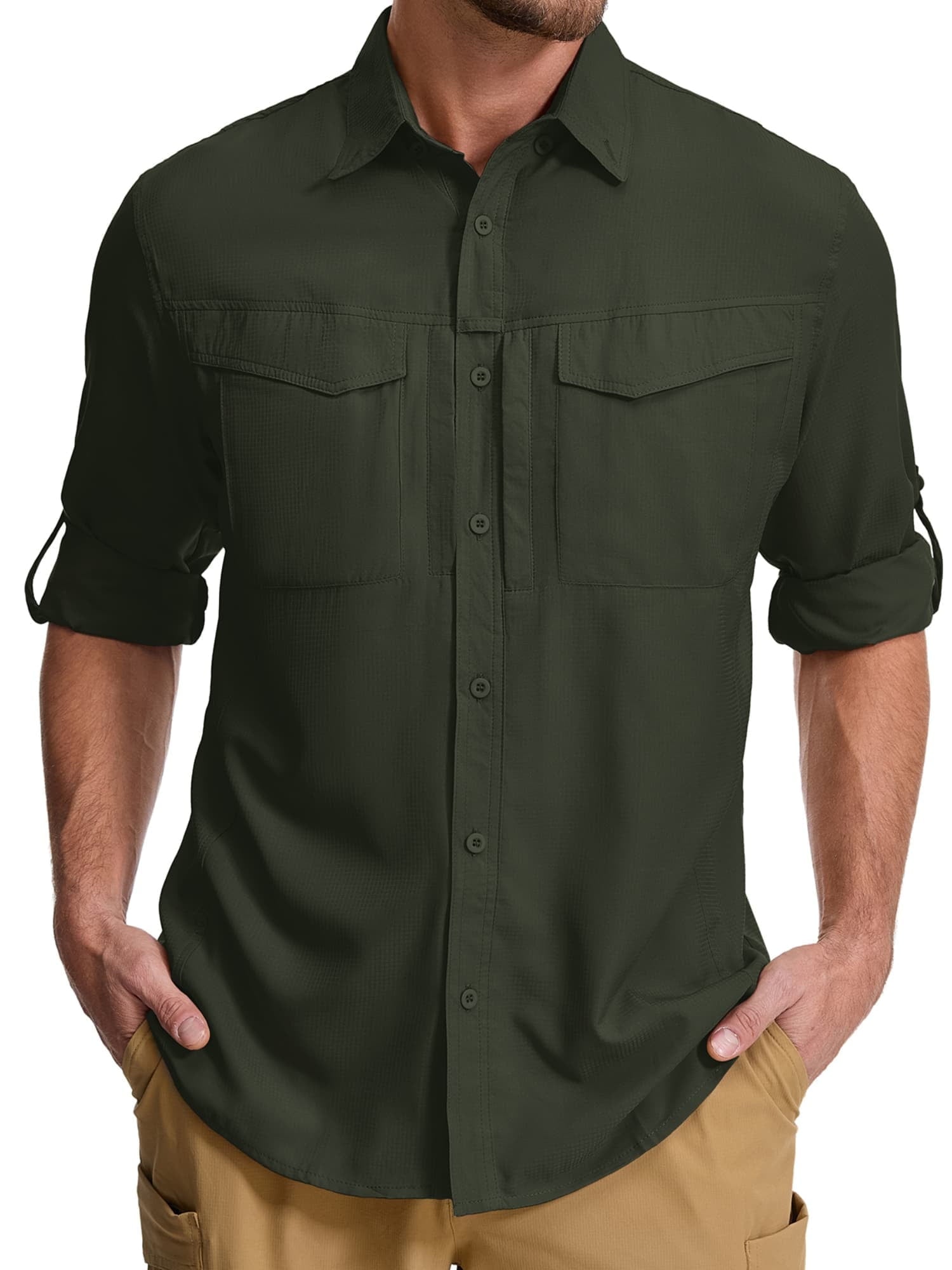 liyiyiyia Work Shirts Mens Quick-Dry Button up Shirt for Casual Fishing Safari Convertible Long Sleeve Shirts